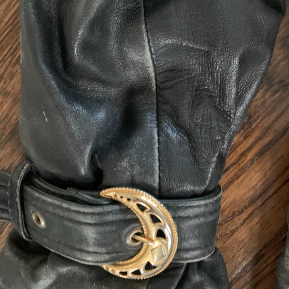 Heavy vintage leather fitted peacoat - Picture 3 of 8